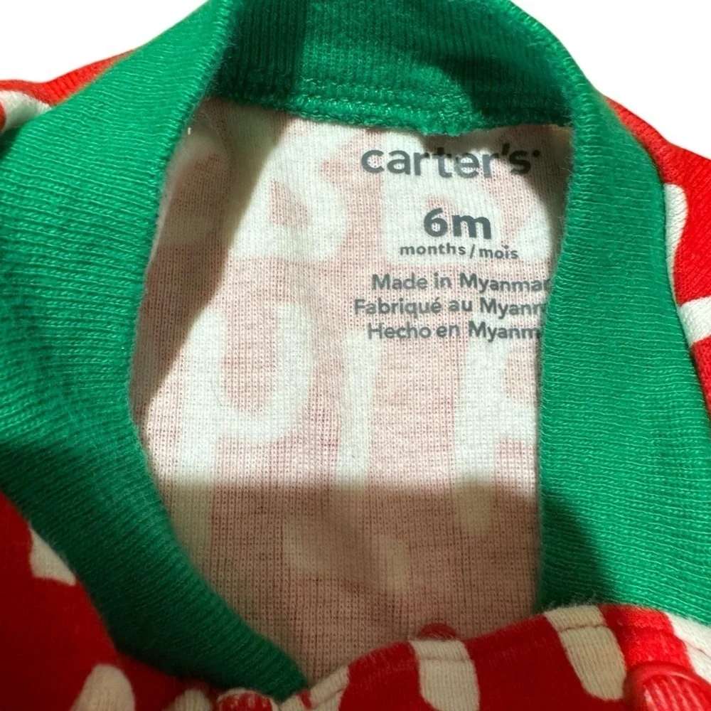 Carter’s Baby Boy Girl Christmas Pajama Zippy 6M Red White